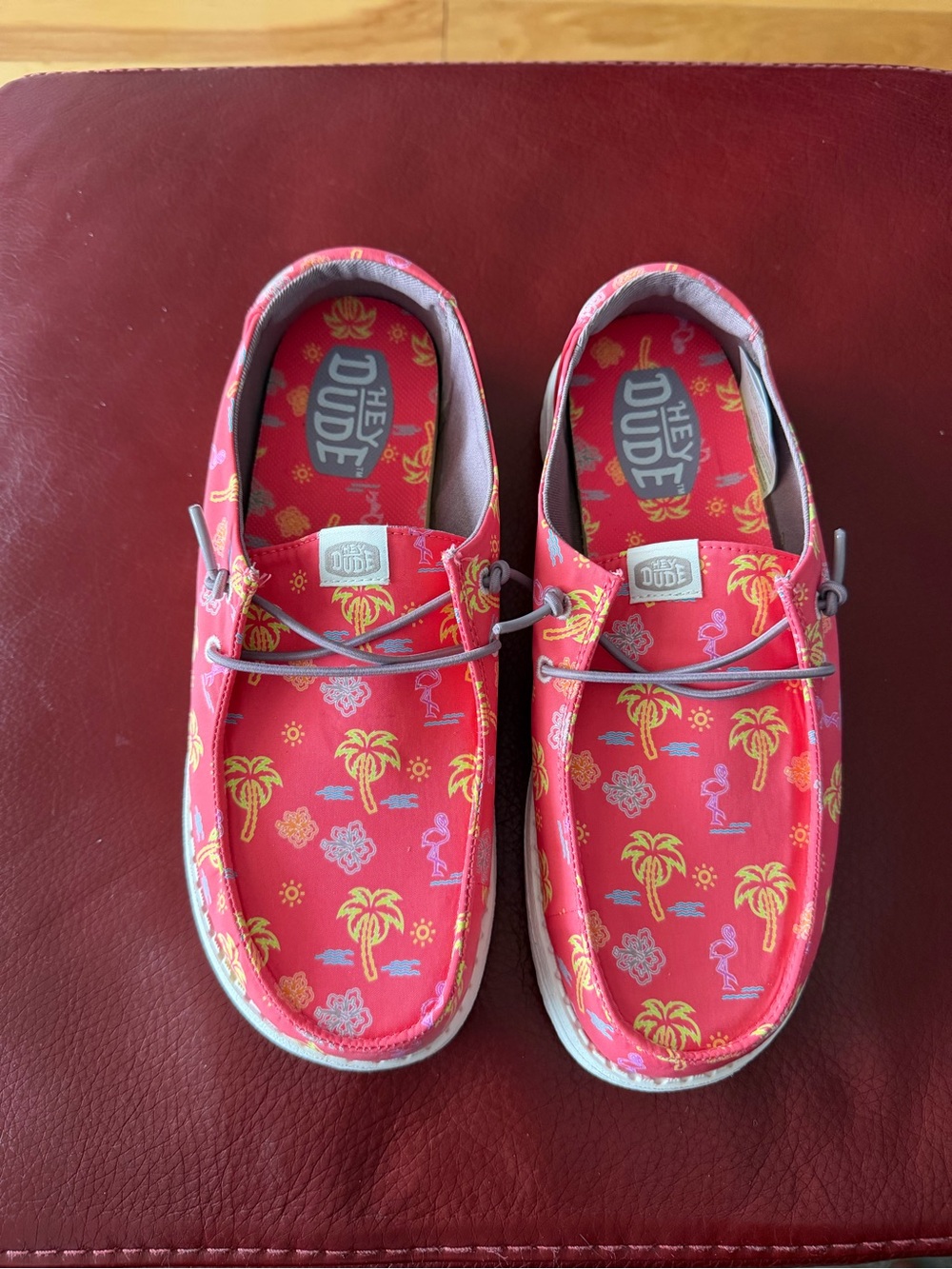 Hey Dude Kids Coral Slip-On Sneakers with Tropical Print